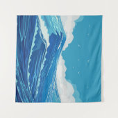 Tenture Dans l'océan. Belles grandes vagues et bleu (Devant (Horizontal))