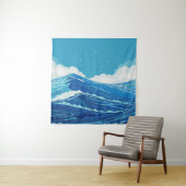 Tenture Dans l'océan. Belles grandes vagues et bleu (En situation)
