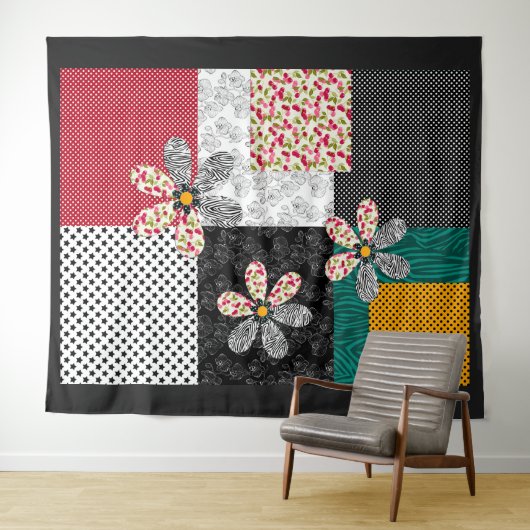 Tenture Dans un motif rustique patchwork de couleurs multi (En situation (horizontale))