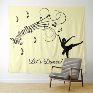 Tenture Danse Extraordinaire Ballerina avec musique Jaune