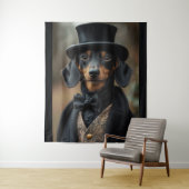 Tenture Dapper Dachshund dans l'élégante cour victorienne (En situation)