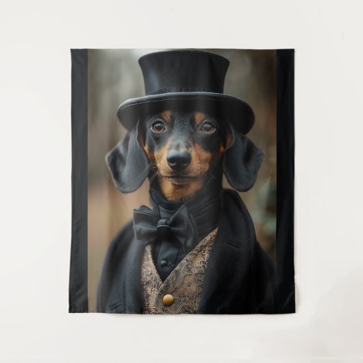 Tenture Dapper Dachshund dans l'élégante cour victorienne (Devant)