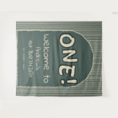 Tenture Dark Green Stripes 1st Birthday Backdrop (Devant (Horizontal))