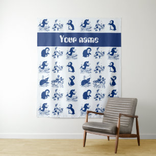 Tenture Dauphin, baleines et pingouins