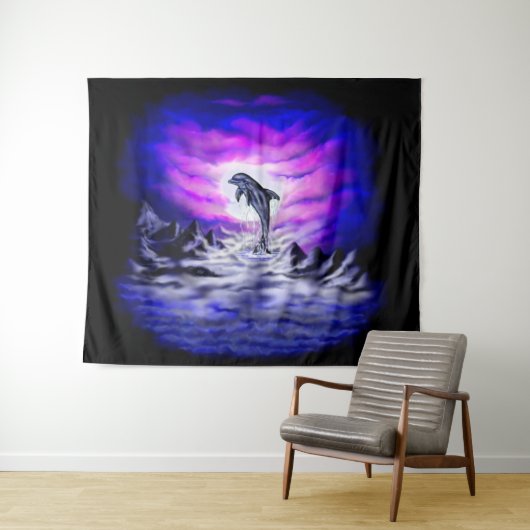 Tenture Dauphin clair de lune (En situation (horizontale))