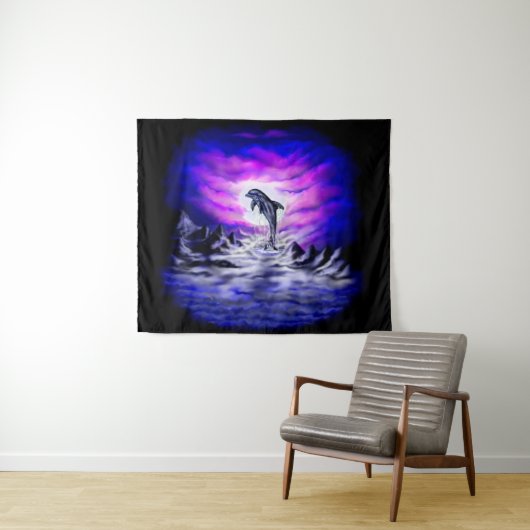 Tenture Dauphin clair de lune (En situation (horizontale))