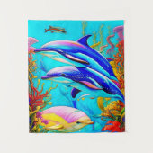 Tenture Dauphins en Océan avec Belle conception de récif c (Devant)