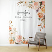 Tenture de mariage ou de fête florale rose et pêch (En situation)