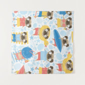 Tenture De mignons carlins en vacances. motif avec carlin  (Devant (Horizontal))