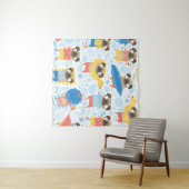 Tenture De mignons carlins en vacances. motif avec carlin  (En situation (horizontale))