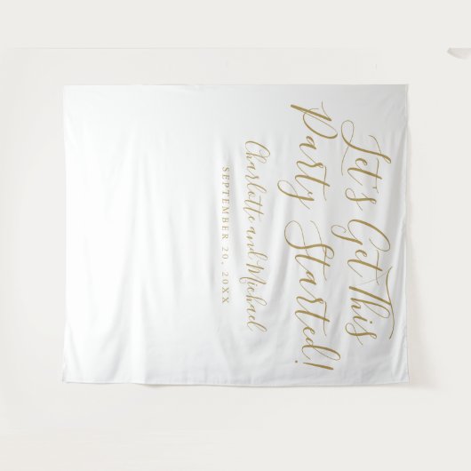 Tenture Début de la partie Gold Script Photo Booth Backdro (Devant (Horizontal))