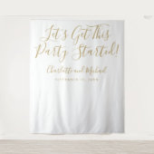Tenture Début de la partie Gold Script Photo Booth Backdro (Devant)