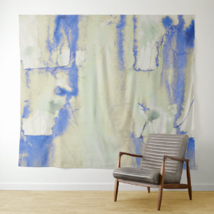 Tenture Décadence Aquarelle En Vert Pâle Et Bleu