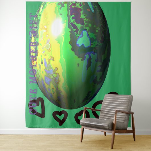 Tenture DECOR_CUTE MÈRE GIFT_mediumGREEN _RMDESIGNFLO55 (En situation)