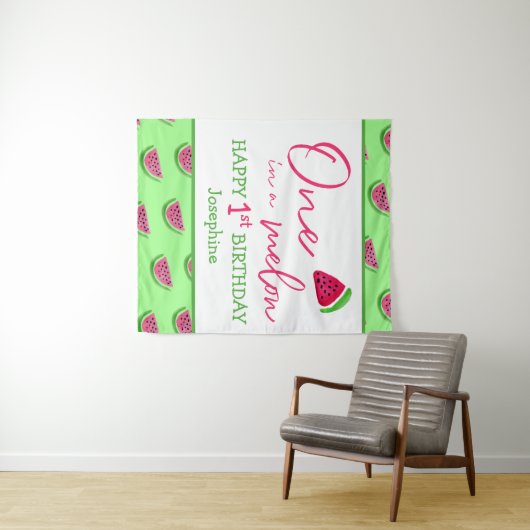 Tenture Décor d'anniversaire 1 an pastèque (En situation (horizontale))