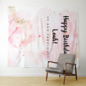 Tenture Décor d'anniversaire 30 ans, Fond rose et or (En situation (horizontale))