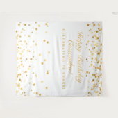 Tenture Décor d'anniversaire 70 ans, Photobooth blanc et o (Devant (Horizontal))