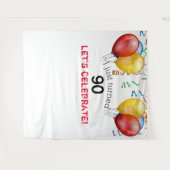 Tenture Décor de ballons pour 90e anniversaire, accessoire (Devant (Horizontal))