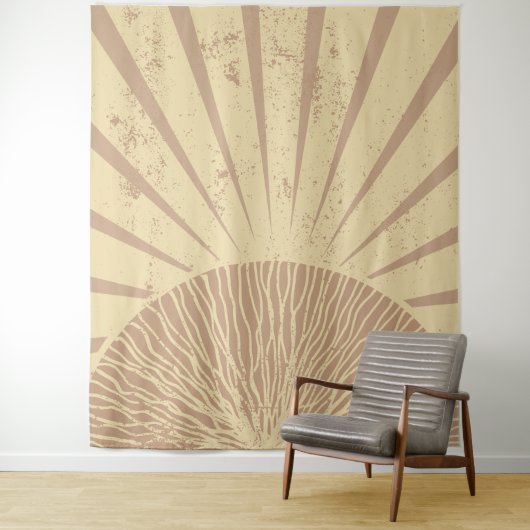 Tenture Décor de dortoir coucher de soleil Boho rose (En situation)