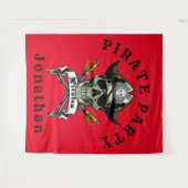Tenture Décor de fête avec crâne de pirate fantomatique (Devant (Horizontal))