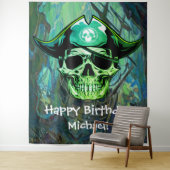 Tenture Décor de fête d'anniversaire Crâne de pirate Capit (En situation)