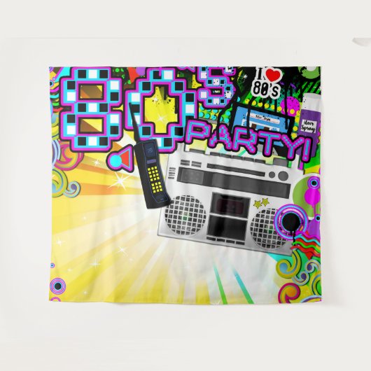 Tenture Décor de fête d'anniversaire de danse rétro des an (Devant (Horizontal))