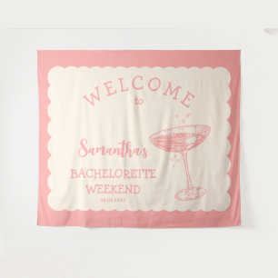 Tenture Décor de fête de bachelorette rose côtier avec coc