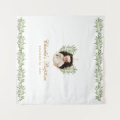 Tenture Décor de fond botanique doré avec verdure pour pho (Devant (Horizontal))