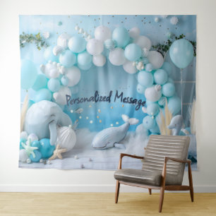 Tenture Décor de fond d'arche de ballons baleine océan