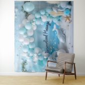 Tenture Décor de fond d'arche de ballons baleine océan (En situation)
