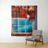 Tenture Décor de fond de cabane d'arbre de Noël d'hiver (En situation)