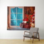 Tenture Décor de fond de cabane d'arbre de Noël d'hiver (En situation (horizontale))