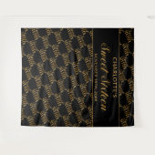 Tenture Décor de fond de fête d'anniversaire Sweet 16 noir (Devant (Horizontal))