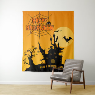 Tenture Décor de fond de fête d'Halloween de maison hantée