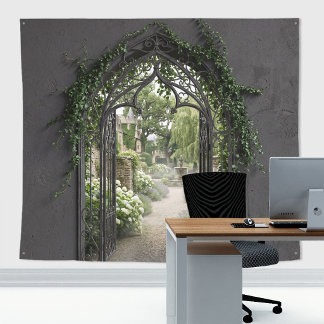 Tenture Décor de fond de jardin secret en fer forgé gothiq
