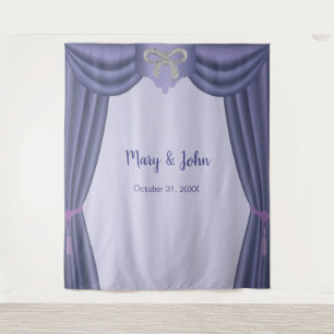Tenture Décor de fond de mariage à arc en diamant bleu vio