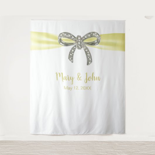 Tenture Décor de fond de mariage à ruban diamanté jaune (Devant)