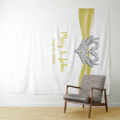 Tenture Décor de fond de mariage aux cygnes argentés et ru (En situation (horizontale))