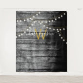 Tenture Décor de fond de mariage en bois de grange rustiqu (Devant)