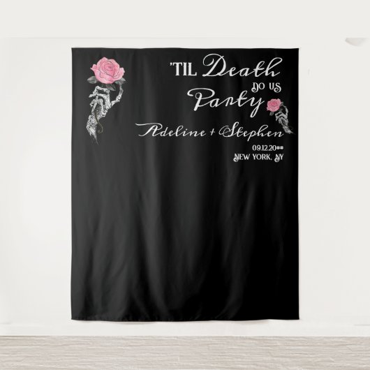 Tenture Décor de fond de mariage gothique squelette amour  (Devant)