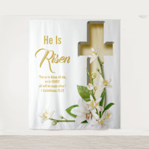 Tenture Décor de fond d'église de Pâques Écriture Croix de