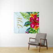 Tenture Décor de fond floral électrique Gold Aloha Hawaiia (En situation (horizontale))