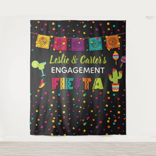 Tenture Décor de fond pour fête de fiançailles Fiesta (Devant)