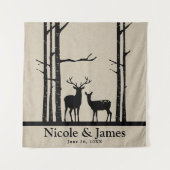 Tenture Décor de mariage à cerf rustique avec bois (Devant)