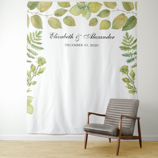 Tenture Décor de mariage avec verdure. Fond de feuillage (En situation)