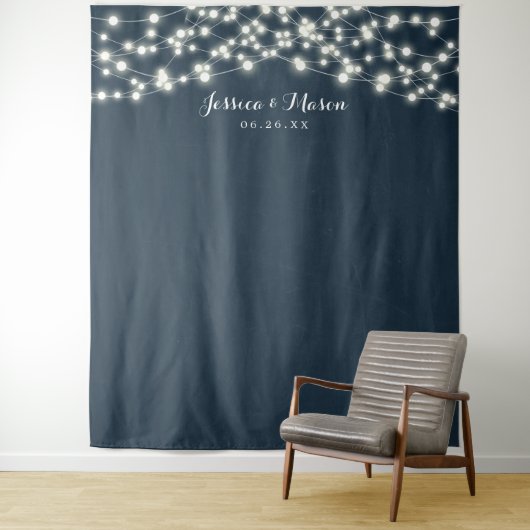 Tenture Décor de mariage champêtre rustique avec lumières  (En situation)