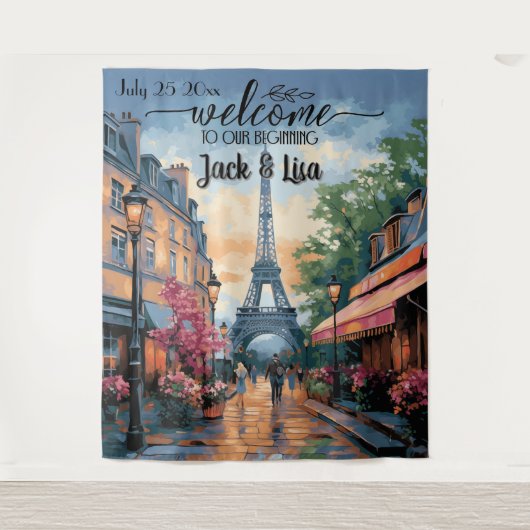 Tenture Décor de mariage Élégance Jardin Eiffel (Devant)