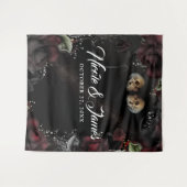 Tenture Décor de mariage Fleurs Roses Noires Crânes Gothiq (Devant (Horizontal))