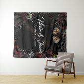 Tenture Décor de mariage Fleurs Roses Noires Crânes Gothiq (En situation (horizontale))