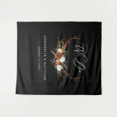 Tenture Décor de mariage floral de cerf rustique noir (Devant (Horizontal))